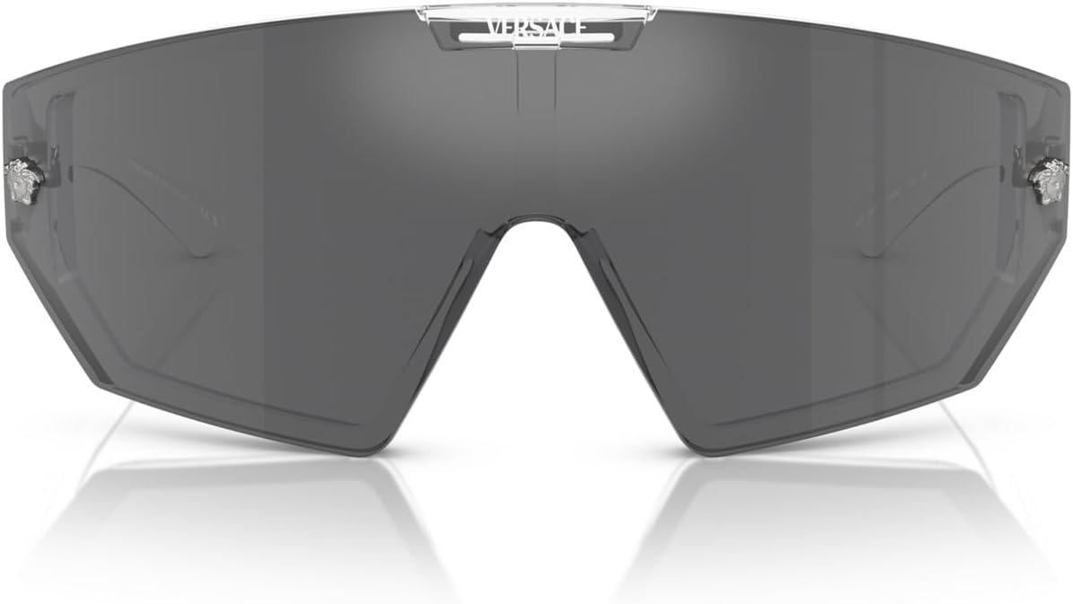 Versace VE 4461 148/6V Crystal Plastic Shield Sunglasses Grey Mirror Lens