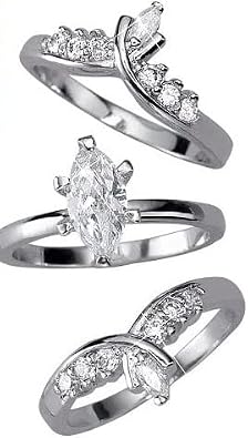 Avon Silvertone Marquise Ring with Jacket Set