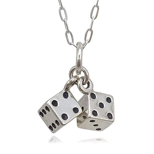 EnCharmed Sterling Silver Lucky Dice 3D Charm Necklace, 18