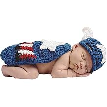 Pinbo Newborn Baby Boys Photography Prop Crochet Knitted Hat Cape Blue