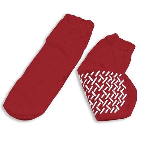 Slipper Socks; Small Red Pair Child Size 4-6