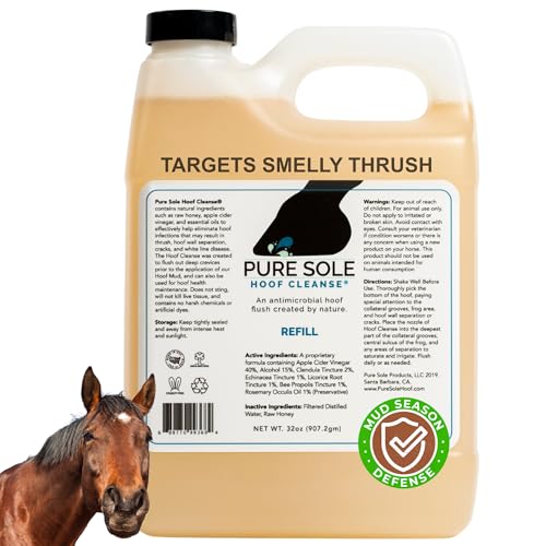 Horse Hoof Cleaner | Thrush Treatment for Horses - All Natural Hoof Cleanse, Use for White Line, Abscess Treatment, Cracks, and Hoof Wall Separation - 32 oz Refill