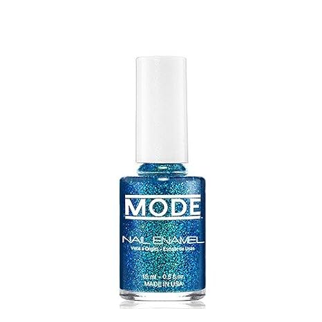 MODE Nail Enamel Shade #166 Glittery Aqua Blue Tint with and Turquoise Glitter, Long Wear, High Gloss, Chip Resistant, Cruelty Free, Vegan, Salon Nail Polish Made in Beautiful USA