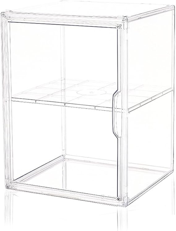 Clear Stackable Plastic Storage Bins with Magnetic Lid, Dustproof Stackable Display Box Large Action Figure Display Case Shoe Box Makeup Organizer Storage