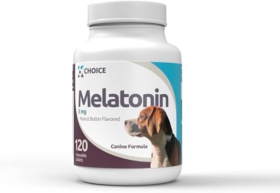K9 Choice Melatonin for Dogs 3 mg Chewable Peanut Butter Flavor 120 Pcs, Specially Formulated for Dogs (most dogs will eat tablets like a treat) Food Supplements