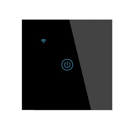 Smart Touch Light Switch with LED Backlight, Black, 1 Gang Waterproof Switch, WiFi 2.4GHz Touch Switch, Smart Life/Tuya Remote Control, Works with Alexa, Google Home