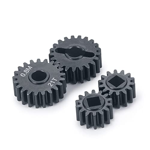 MORLORDY RC Aluminum Alloy Overdrive Portal Gears 0.8M 14T Drive Gear 21T Output Gear Set for 110 Scale SCX10 III Capra AXI03000 AXI03004 Upgrade Gears