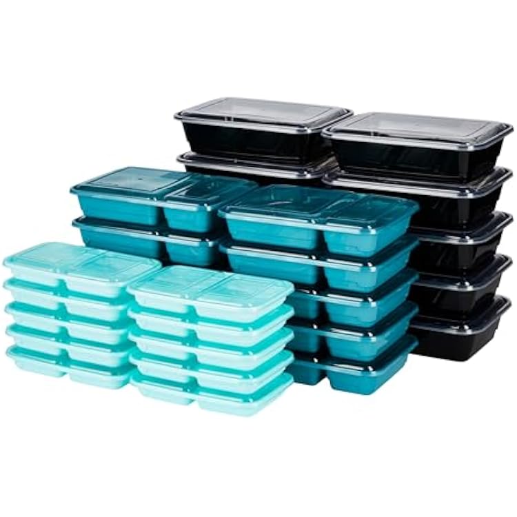 GoodCook Meal & Snack Prep Container Set, Includes Embossed Measurements & Color Coordinated Lids, Made Without BPA, 60-Piece Set