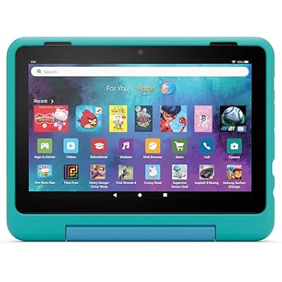 Amazon Kid-Friendly Case for Fire HD 8 tablet (Only compatible with 12th generation tablet), Hello Teal