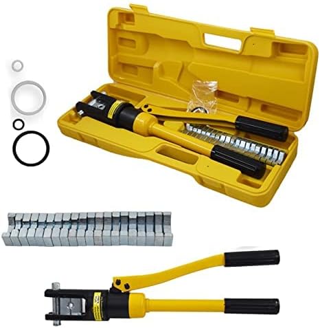 Crimping Tool Terminals Hydraulic Crimper - 16 Ton Cable Wire Terminals Hydraulic Tool with 11 Dies for AWG 6 to 600 MCM Wire Lugs Terminal