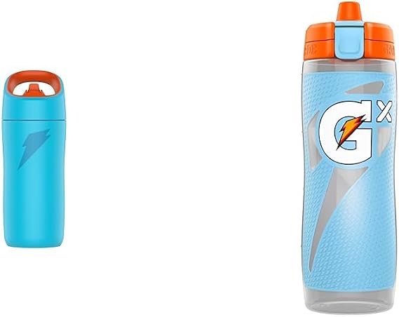 Gatorade 12oz Rookie Stainless Steel Bottle and 30oz Gx Squeeze Bottle Bundle