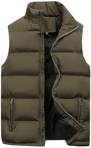 Mens Puffer Vest Padded Down Puffer Sleeveless Vest Warm Outerwear Casual Lightweight Fashion Jacket with Zip Pockets