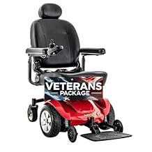 Veterans Edition Pride Mobility Jazzy Select Power Wheelchair Plus Accessories, Mid Wheel Drive, Motorized Electric Wheelchair for Adults, 300 lb Capacity, 19 Mile Range, 20" Wide Seat, Ext
