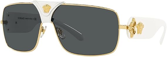 Versace VE 2207Q 134187 Gold Metal Square Sunglasses Grey Standard Lens