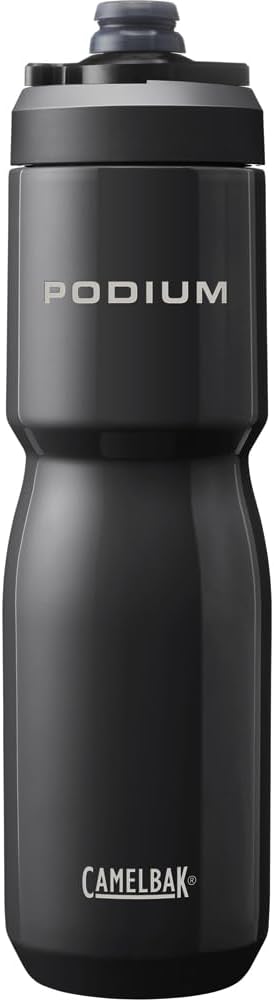 CamelBak Podium Steel Insulated Stainless Steel Bike Water Bottle, LongLasting Cold Hydration for Cycling Performance, 22oz, Black
