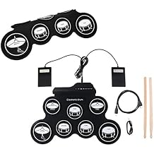 Electronic Drum Set 7 Pads 5 Tunings 8 Demonstration Songs 3 Rhythms Portable USB Roll Up Drum Practice Pad