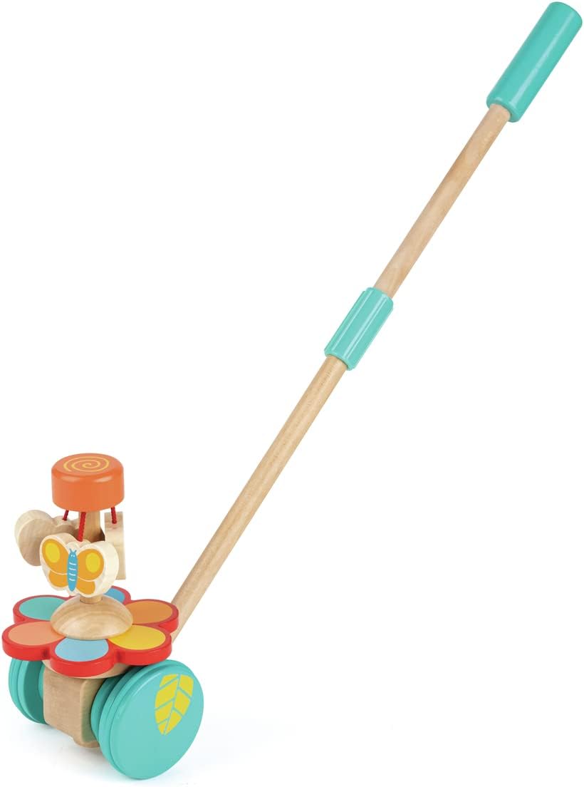 Hape Dancing Butterflies Push and Pull Toy, Assorted Colors, 12 Months, L: 4, W: 6.9, H: 22.2 inch