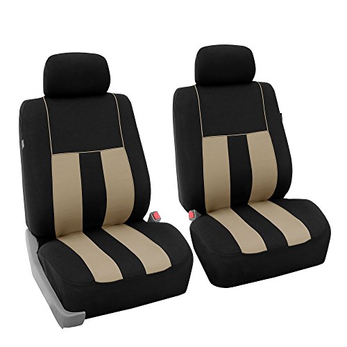 FH Group Car Seat Cover Rear Set Striking Striped Car Seat Covers with Rear Split Bench, Universal Fit Interior Accessories for Cars, Trucks, and SUVs Black