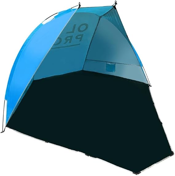 OLPRO Beach Tent – Portable Beach Shelter with Groundsheet Door for Privacy – Lightweight Sun Shade & Windbreak Canopy for Beach, Camping, Garden & Festivals - Blue