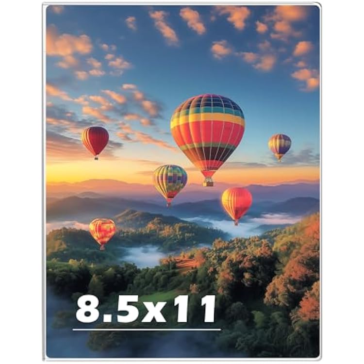 8.5 x 11 Acrylic Picture Frame, HorizontalVertical Clear Photo Frame for Wall with Tape, No Drilling Floating Hanging Frameless Picture Frame, Wall Mount Sign Holder 8.5x11 for Home, School, Office