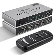 HDMI Switch 5 in 1 Out 4K 60Hz, HBAVLINK 5 Port HDMI Switcher Selector with Remote & Manual Switch, Support Dolby Atmos/Vision, HDR, CEC, Compatible with PS5/4/3, Xbox, Fire TV, Apple TV, Roku