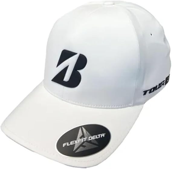 Bridgestone Tour B Delta 3D Fitted Cap (White, Small/Medium) 2024 Golf Hat