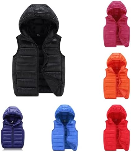 Kids Puffer Down Vest for Boys Girls Winter Warm Sleeveless Padded Jacket Stand Collar Quilted Waistcoat