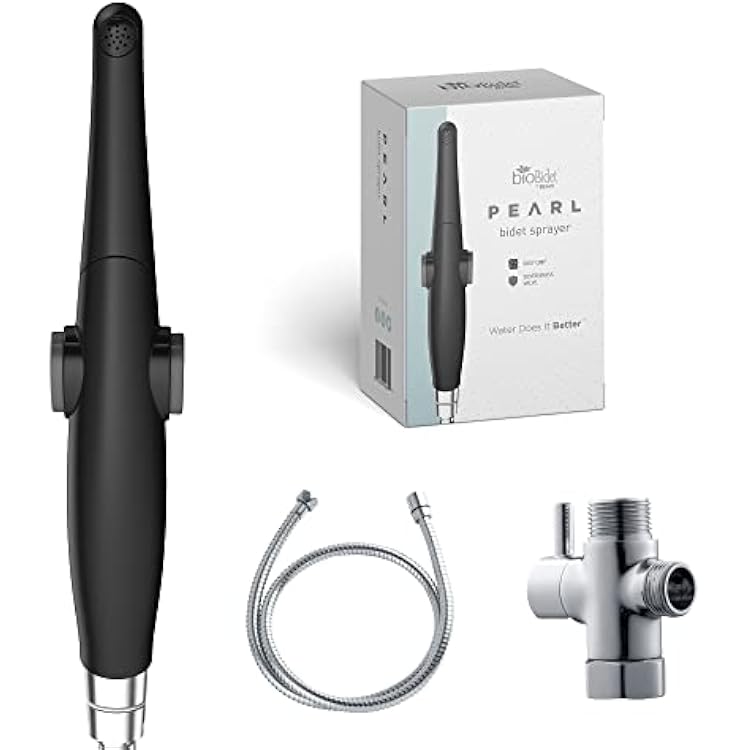 Bio Bidet by Bemis Pearl Handheld Bidet Sprayer Toilet Attachment Posterior & Feminine Wash with Stainless Steel Hose & Mount Kit, Black