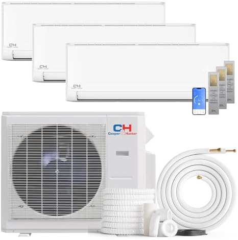 Cooper & Hunter 28,000 BTU 3-Zone Ductless Mini Split AC & Heat Pump - 6K12K18K BTU Wall Mounts - 25 SEER2 Inverter System - 25FT Installation Kits & Smart Control Included - Cooling & Heating