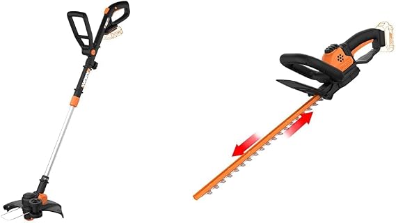 Worx GT Revolution 20V 12" String Trimmer/Edger/Mini-Mower and WORX WG261.9 20V Power Share 22" Cordless Hedge Trimmer Bundle