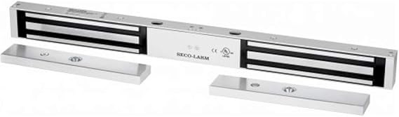 Seco-Larm E-941DA-600Q Electromagnetic Double-Door Maglock, 600-lb (272kg) Holding Force, 12 or 24 VDC (Selectable), No Residual Magnetism, Adjustable Mounting Bracket, Detachable Face Plate