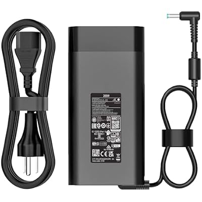 200W 19.5V 10.3A AC Charger Compatible with HP Omen Pavilion 15 16 17 Victus 15 16 ZBook Fury Create Studio 15 17 G3 G4 G5 G6 G7 G8 TPN-DA10 TPN-LA21 Laptop Power Adapter