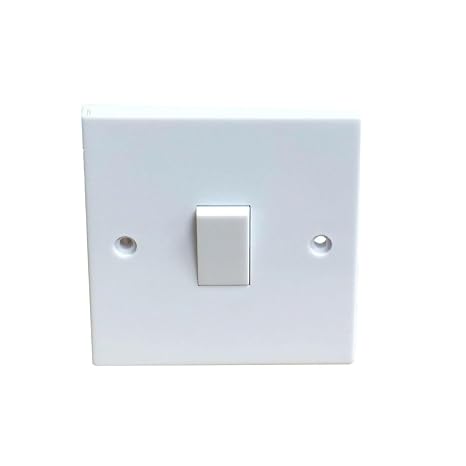 Single Gang Light Switch 1 Gang 2 Way White Plastic 10A 230V, with Fixing Screws