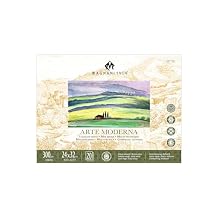 Magnani 1404 Arte Moderna Mixed Media Pad, 140 lb (300gsm), 9.5x12, 100% Cotton, Extra White, Vegan-Sized Mixed Media Paper for Wet and Dry Art, Absorbent, Acid-Free and UV Resistant