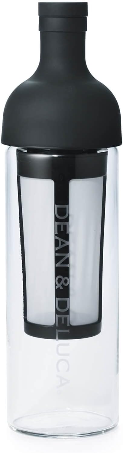 DEAN & DELUCA Filter in Bottle, Black, 25.4 fl oz 750 ml, Glass, Cold Brew Coffee, Tea, Heat Resistant Glass, Made in Japan, 8.7 x 3.9 x 8.7 inches 22 x 10 x 22 cm