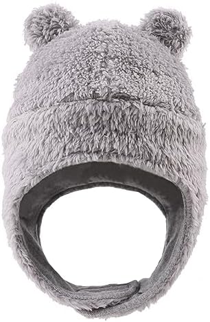 Bear Baby Winter Hat Toddler Earflap Beanie Unisex Infant Snow Cap Warm Fleece Kids Trapper Hats for Girls Boys 0-36M