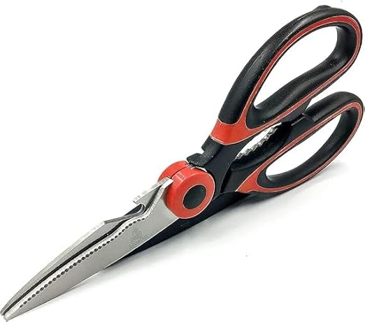 VIVALUXE Kırmızı Ağır Hizmet Tipi Keskin Mutfak Makası, Çok Amaçlı Paslanmaz Çelik Makas, Tavuk, Balık, Et, Sebzeler, Otlar, Barbekü, Çiçekler, Kuruyemişler için Mutfak Makası