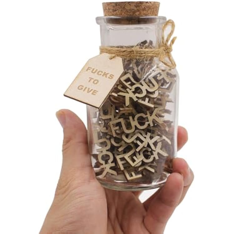 KUMLENMO fuck jar5oz Gift Jar,Fucks to Give,Fuck Wooden Cutout Letter Piece Bad Mood Vent Spoof Birthday Day,Holiday, Thanksgiving Christmas Gifts to Friend,Gag Funny Gift