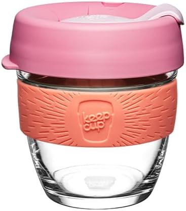 KeepCup Brew, Reusable Coffee Cup - Tempered Glass and Splashproof Sipper Lid, Small 8oz/227ml - Tangerine