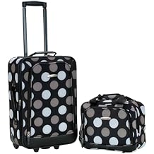 Rockland Fashion Softside Upright Luggage Set, Expandable, New Black Dot, 2-Piece (14/19)