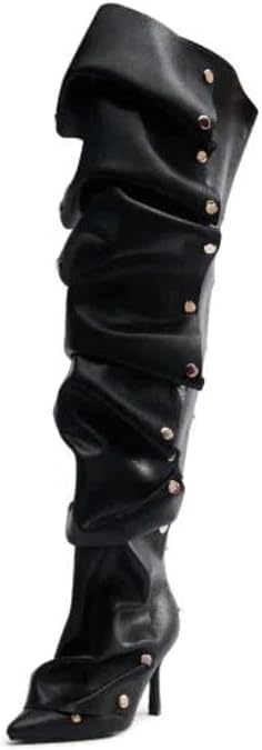 Women's Pointed Toe Stilettos Above the Knee High Boots Slouchy High Heels