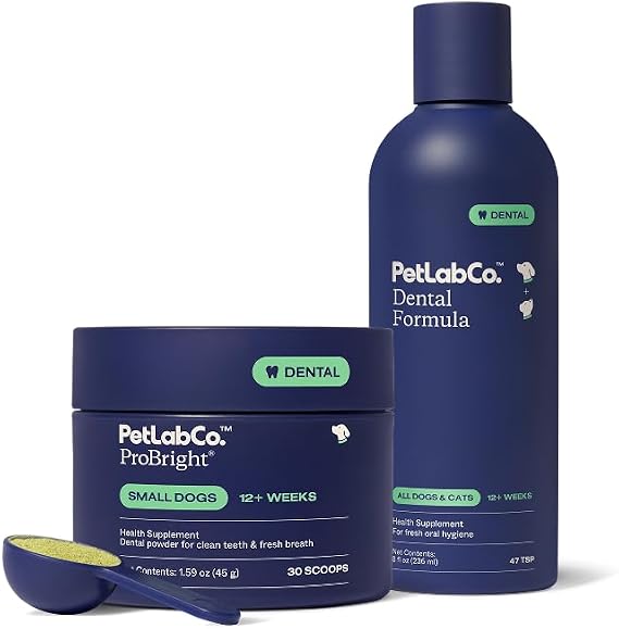 PetLab Co. Fresh Breath Bundle: Dental Powder for an Effortless Deep Clean in 1 Scoop for Small Dogs & Dog Mouthwash to Support Overall Oral Hygiene - Easy to Use Innovative Formulas