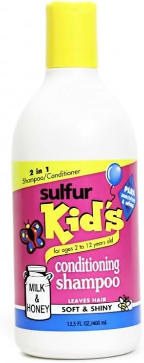SulfurKid's 2 in 1 Conditioning Shampoo with Milk & Honey, Soft & Shiny, for Ages 2-12, 400ml