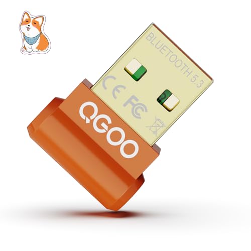 USB Bluetooth Adapter for PC - QGOO Bluetooth Dongle 5.3 EDR, Wireless Receiver for Desktop Computer Laptop Windows 8.11011orange-232