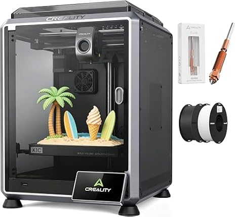 Creality K1C 3D Printer, 600mm/s Fast Speed Auto Leveling 3D Printers Bundle with K1C Quick-Swap Nozzle and Creality 2kg Black & White PLA 1.75mm Filament