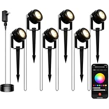 HISTAR Low Voltage Landscape Lighting with Bluetooth App Control & Remote, Outdoor Spot Lights for Fence Tree Pathway Lawn Decor, IP65 Waterproof All-in-One Permanent Outdoor Lights (6pack-RGBW)