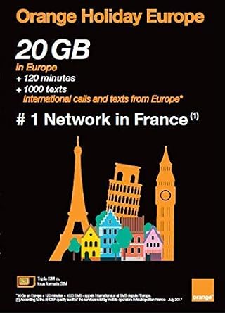 Orange Holiday Europe 20GB Internet Data in 4G/LTE + 120 mn + 1000 Texts in 30 Countries in Europe