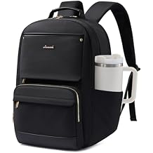 LOVEVOOK Laptop Backpack for Women with Large Capacity Cup Pocket, 17 inch Work Purse Travel Bag for Teacher Nurse, Waterproof Computer Business Back Pack, Cute Bookbag for School College, Black