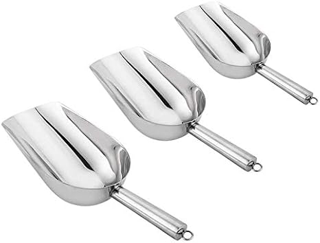 Stainless Steel Ice Scoops Set 3oz 6oz 12oz for Ice Cube Coffee Bean Pet Food Candy Flour Popcorn
