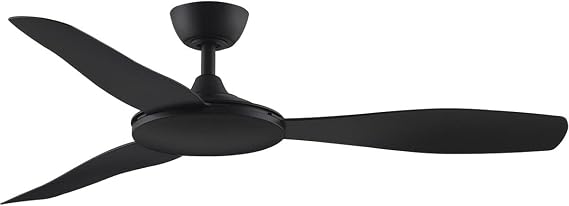 Fanimation Glideaire 52 In Ceiling Fan, Black, Black Blades | Damp rated for indoor/outdoor use. Remote included. Reversible DC motor. 3 blades. Smart home compatible.